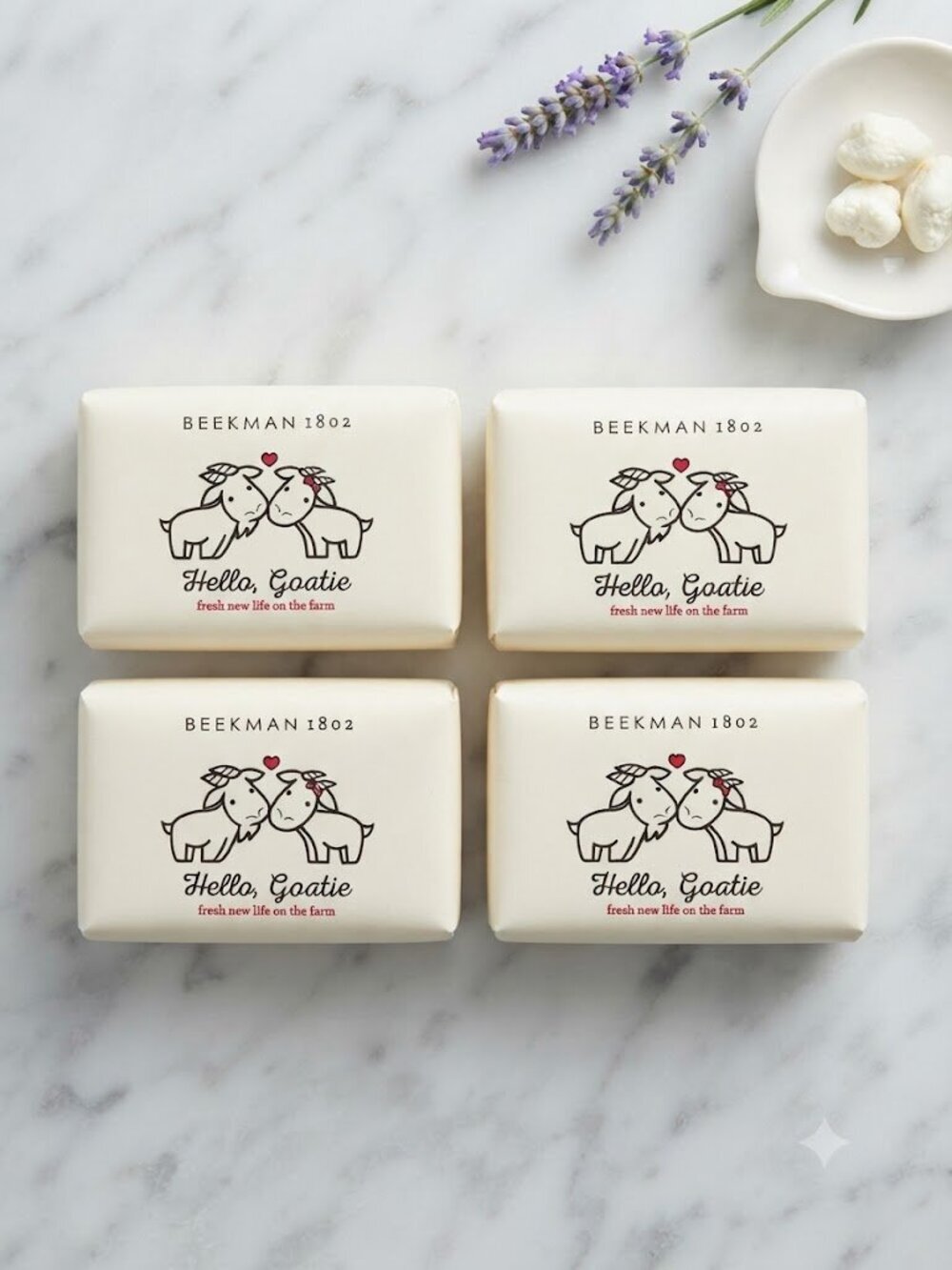 Beekman 1802 Hello Goatie Goat Milk Soap Bar (Set of 4) Brand New